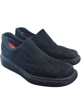 Salvatore Ferragamo black suede slip on shoes size 7.5